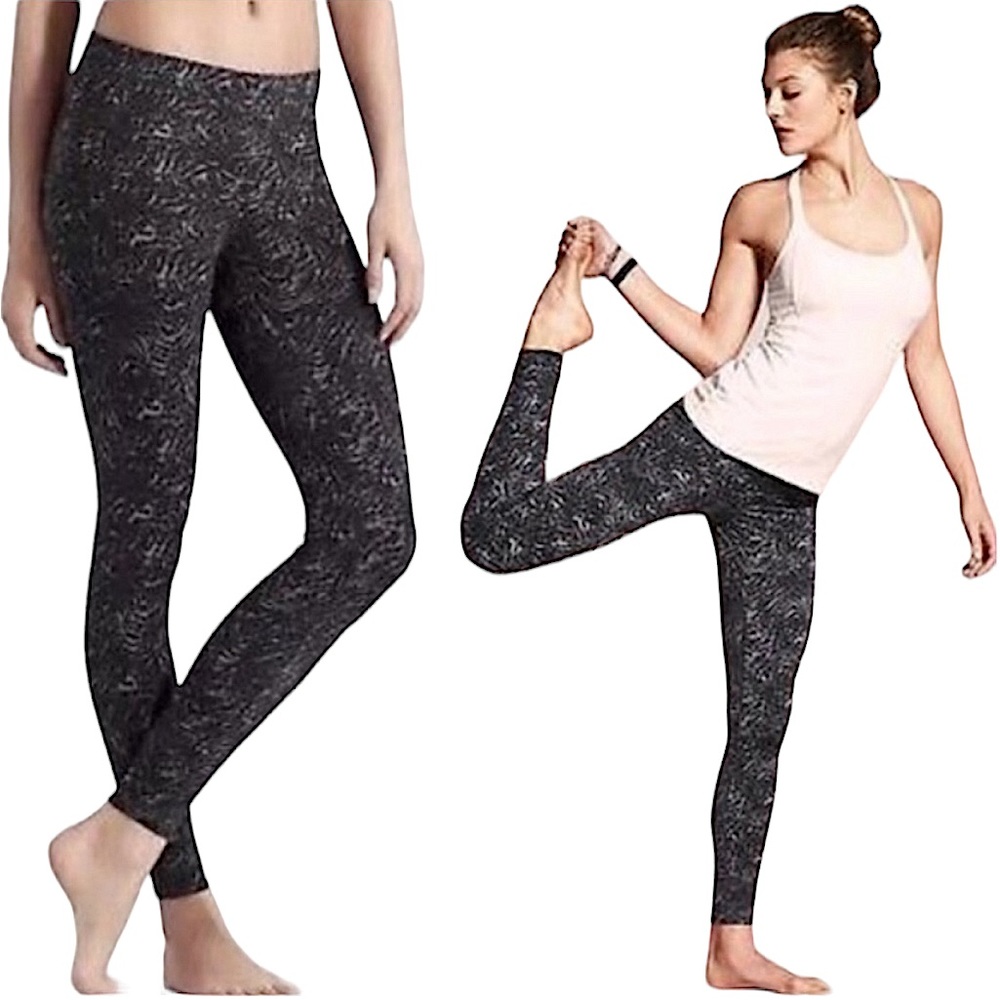 ATHLETA: Zebra Chaturanga Tights, Leggings, Flint Grey - Size Small